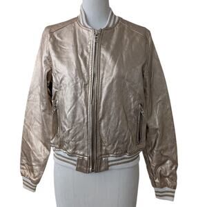 Blank NYC gold varsity jacket